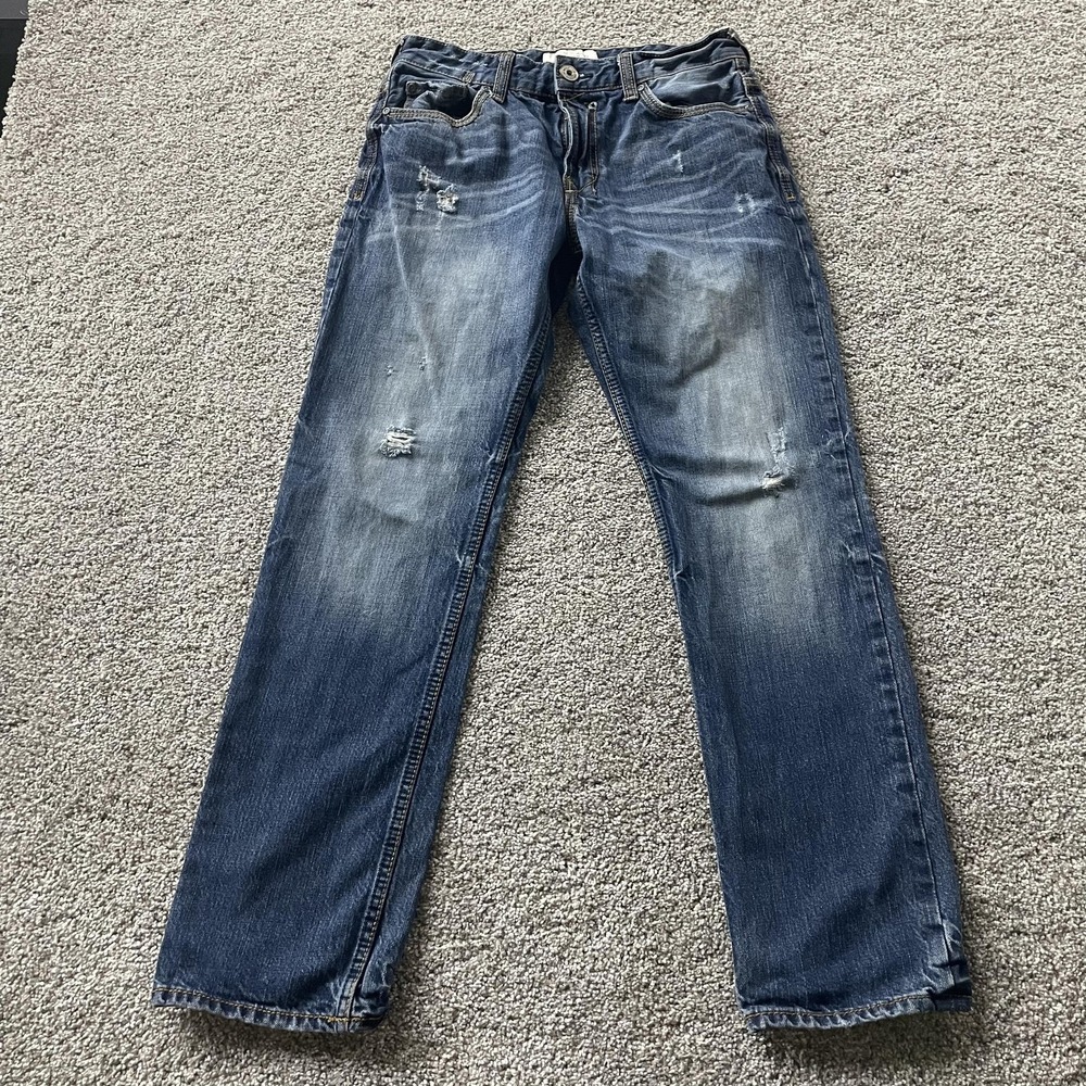 Aeropostale Essex Straight Leg Jeans Mens 28x30 Med Wash Denim Distressed